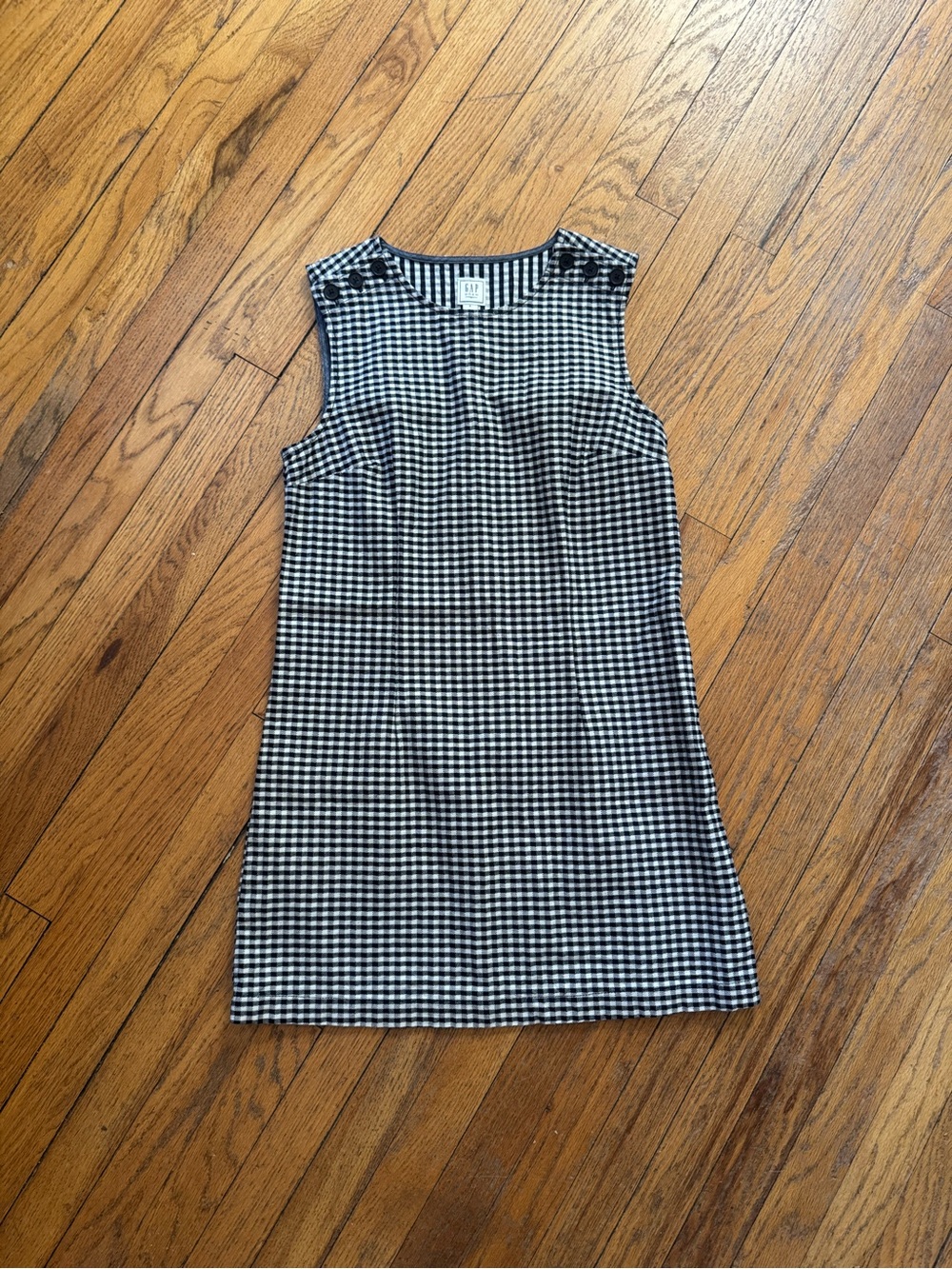Doen Gap Gingham Sleeveless Mini Dress in Black & White